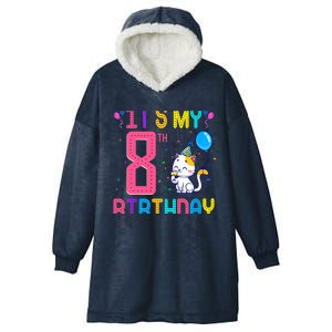 It's My 8th Birthday Cat Birthday 8 Yr Old Outfit Hooded Wearable Blanket