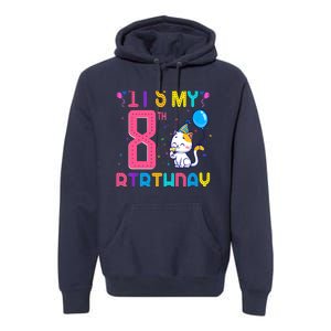 It's My 8th Birthday Cat Birthday 8 Yr Old Outfit Premium Hoodie