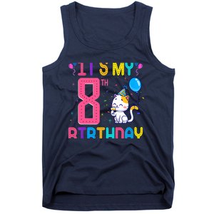 It's My 8th Birthday Cat Birthday 8 Yr Old Outfit Tank Top