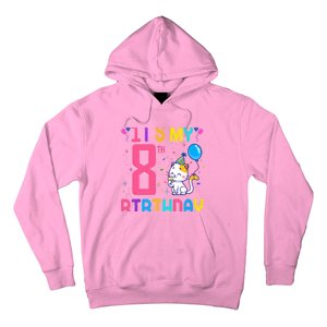 It's My 8th Birthday Cat Birthday 8 Yr Old Outfit Hoodie