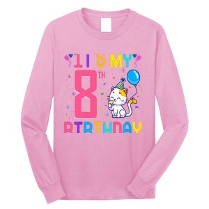 It's My 8th Birthday Cat Birthday 8 Yr Old Outfit Long Sleeve Shirt