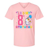 It's My 8th Birthday Cat Birthday 8 Yr Old Outfit V-Neck T-Shirt