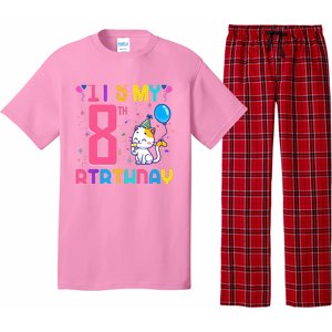 It's My 8th Birthday Cat Birthday 8 Yr Old Outfit Pajama Set