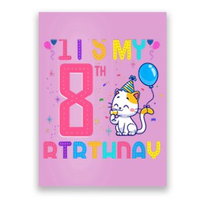 It's My 8th Birthday Cat Birthday 8 Yr Old Outfit Poster