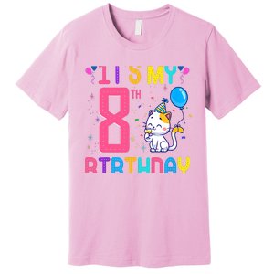 It's My 8th Birthday Cat Birthday 8 Yr Old Outfit Premium T-Shirt