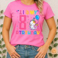 It's My 8th Birthday Cat Birthday 8 Yr Old Outfit Womens T-Shirt