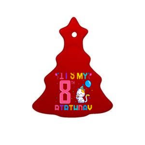 It's My 8th Birthday Cat Birthday 8 Yr Old Outfit Ceramic Tree Ornament