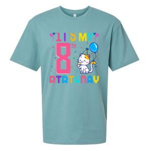 It's My 8th Birthday Cat Birthday 8 Yr Old Outfit Sueded Cloud Jersey T-Shirt