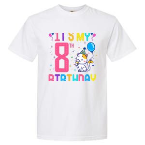 It's My 8th Birthday Cat Birthday 8 Yr Old Outfit Garment-Dyed Heavyweight T-Shirt