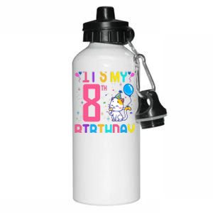 It's My 8th Birthday Cat Birthday 8 Yr Old Outfit Aluminum Water Bottle