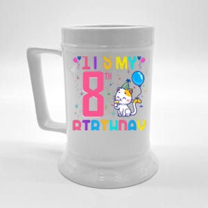 It's My 8th Birthday Cat Birthday 8 Yr Old Outfit Beer Stein