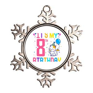 It's My 8th Birthday Cat Birthday 8 Yr Old Outfit Metallic Star Ornament