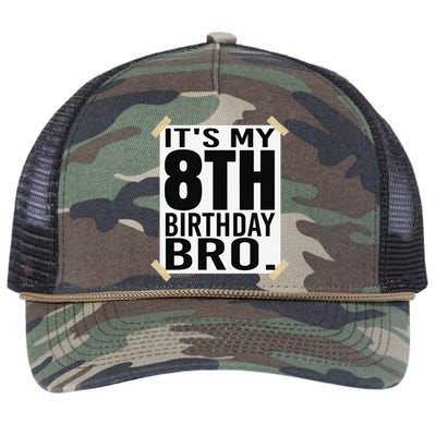 It's My 8th Birthday Bro Eighth Birthday Party Retro Rope Trucker Hat Cap