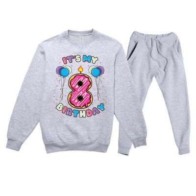 Its My 8th Birthday Donut Birthday Premium Crewneck Sweatsuit Set