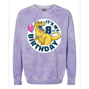 It's My 8th Birthday Dinosaur Colorblast Crewneck Sweatshirt