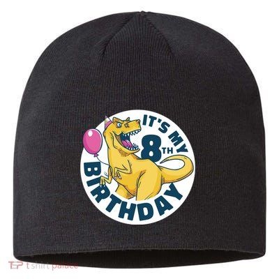 It's My 8th Birthday Dinosaur Sustainable Beanie