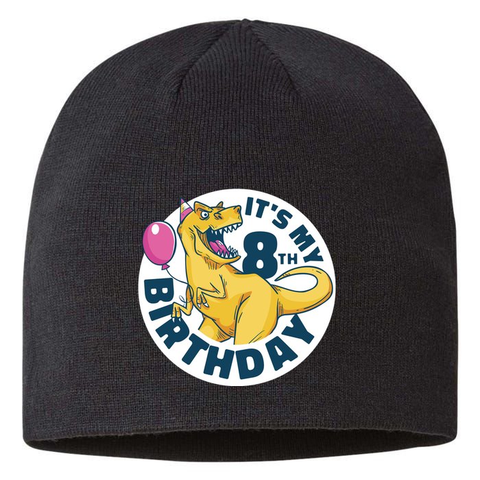 It's My 8th Birthday Dinosaur Sustainable Beanie