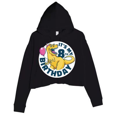 It's My 8th Birthday Dinosaur Crop Fleece Hoodie