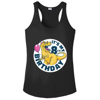 It's My 8th Birthday Dinosaur Ladies PosiCharge Competitor Racerback Tank