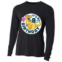 It's My 8th Birthday Dinosaur Cooling Performance Long Sleeve Crew