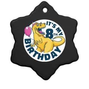 It's My 8th Birthday Dinosaur Ceramic Star Ornament