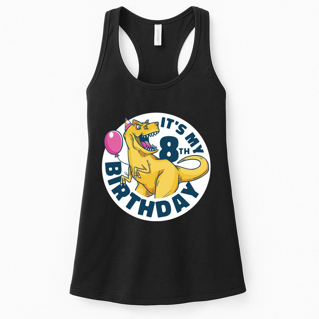 It's My 8th Birthday Dinosaur Womens Tank Top