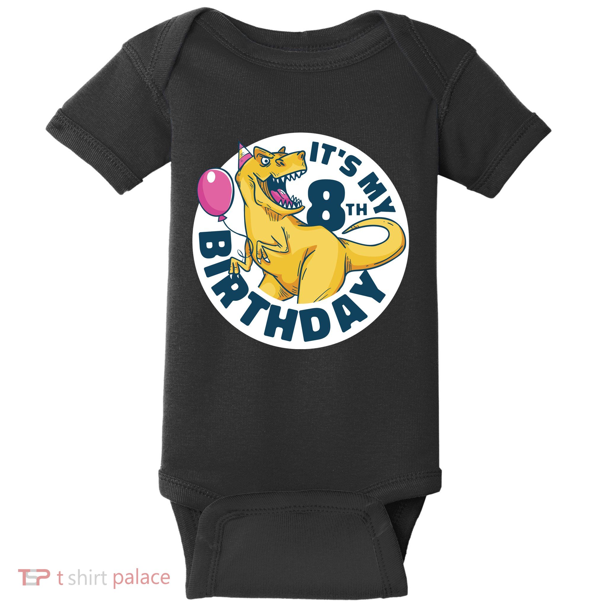 It's My 8th Birthday Dinosaur Baby Bodysuit