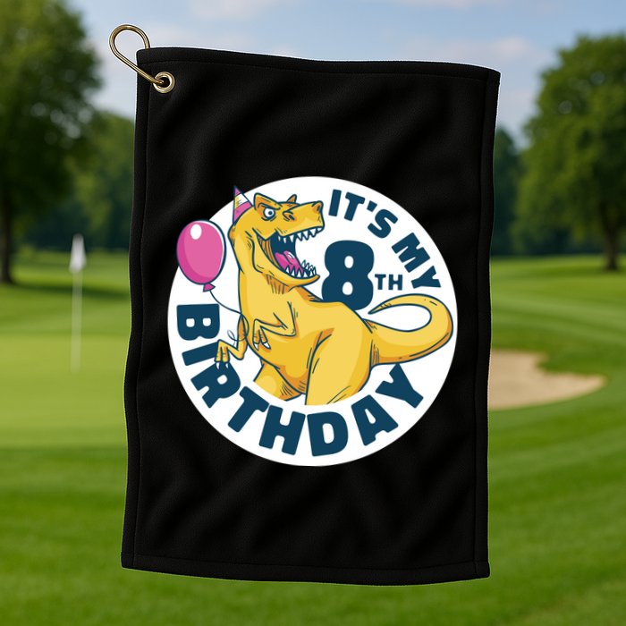 It's My 8th Birthday Dinosaur Golf Towel