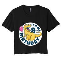 It's My 8th Birthday Dinosaur Women's Crop Top Tee