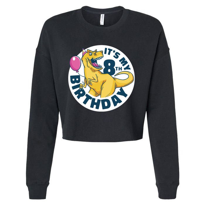 It's My 8th Birthday Dinosaur Cropped Pullover Crew