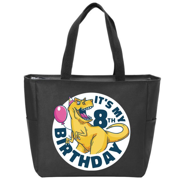 It's My 8th Birthday Dinosaur Zip Tote Bag