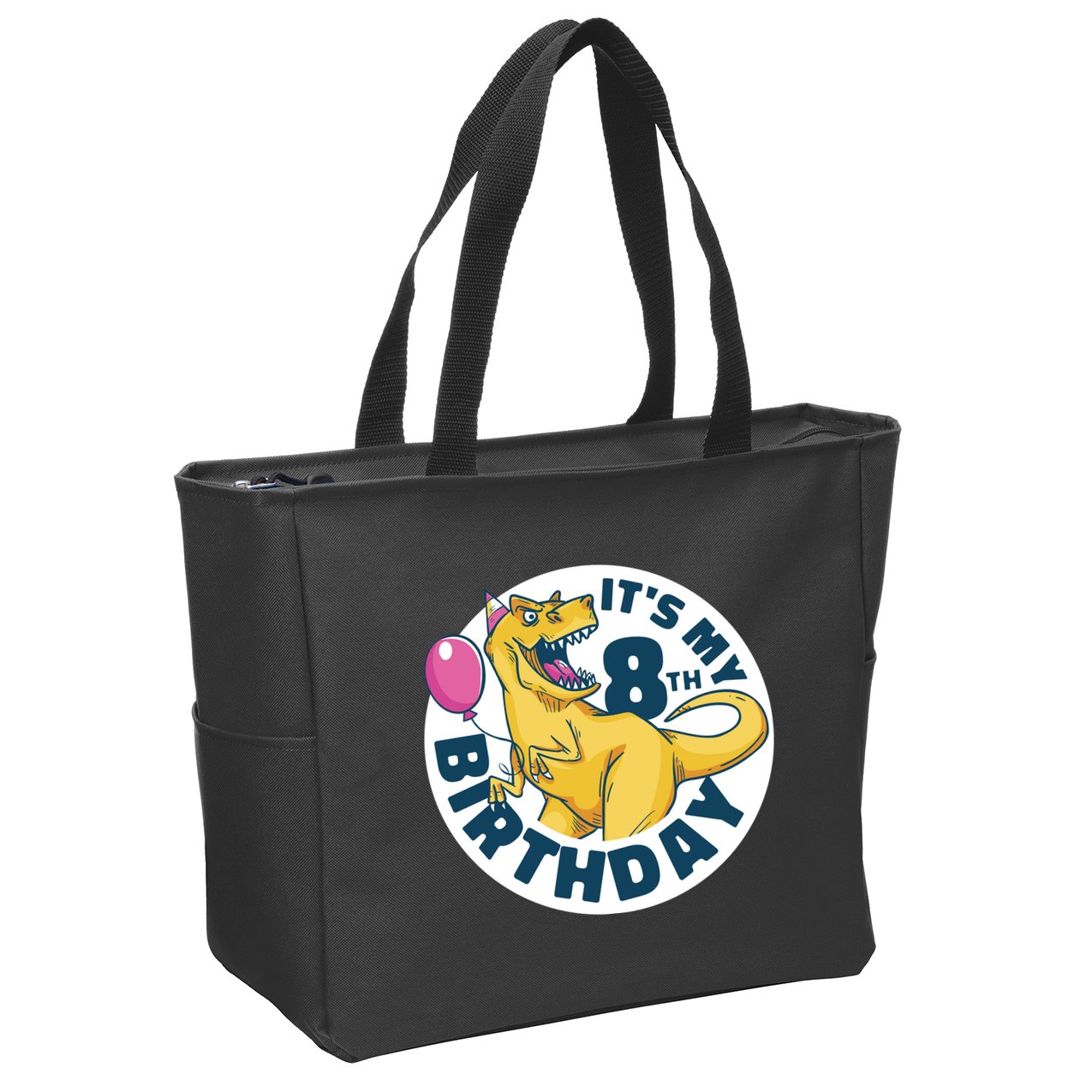 It's My 8th Birthday Dinosaur Zip Tote Bag