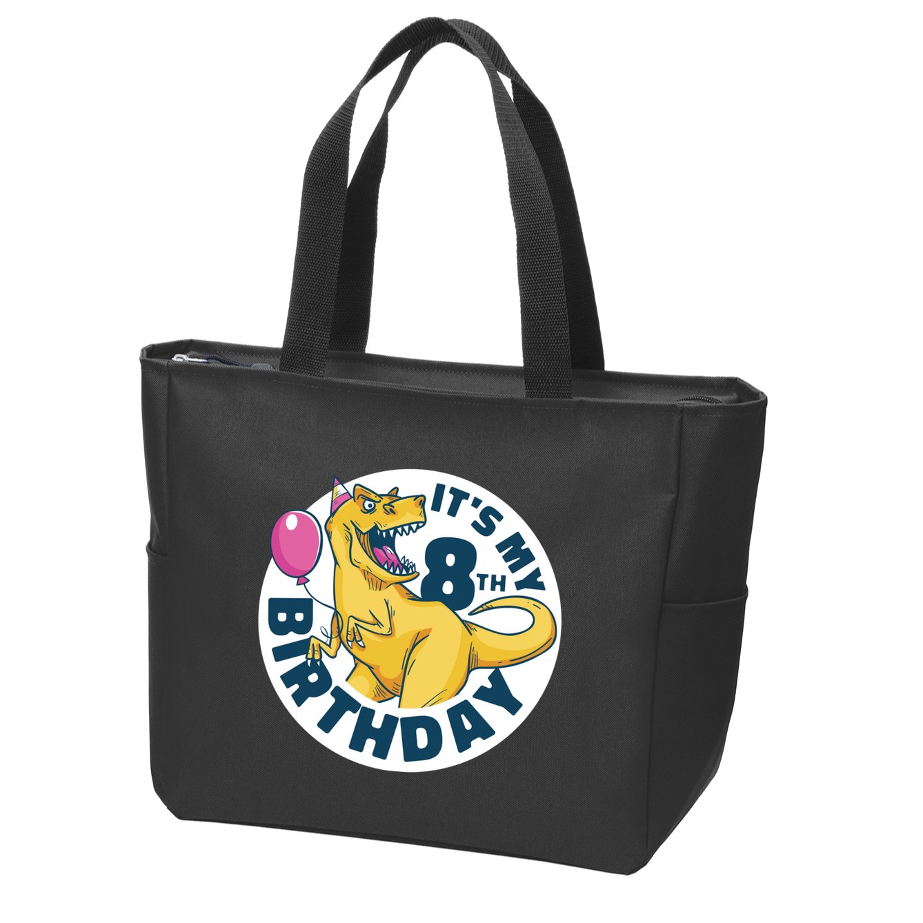 It's My 8th Birthday Dinosaur Zip Tote Bag