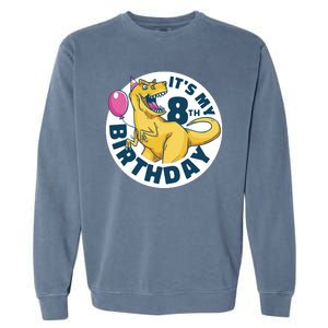 It's My 8th Birthday Dinosaur Garment-Dyed Sweatshirt