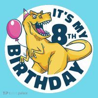 It's My 8th Birthday Dinosaur Button