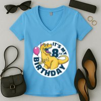 It's My 8th Birthday Dinosaur Women's V-Neck T-Shirt