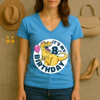 It's My 8th Birthday Dinosaur Women's V-Neck T-Shirt