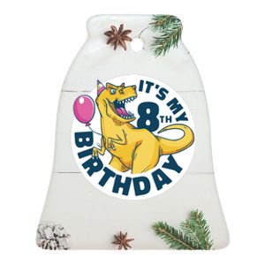 It's My 8th Birthday Dinosaur Ceramic Bell Ornament