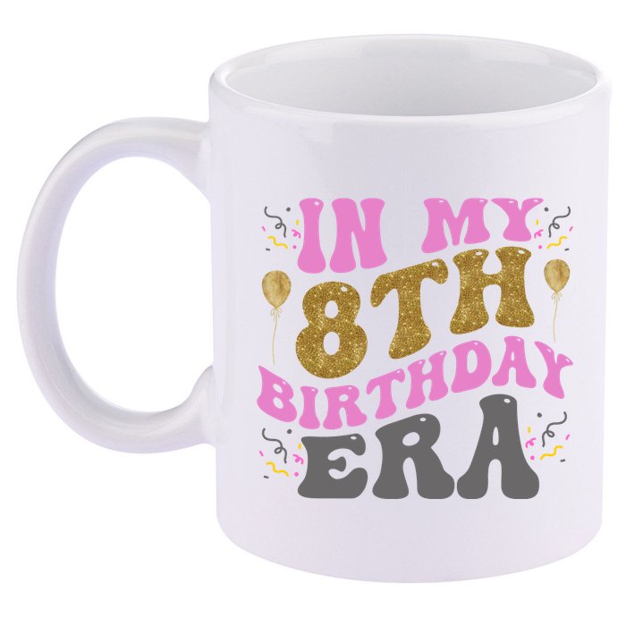 In My 8th Birthday Era Party 11oz C Handle Ceramic Mug