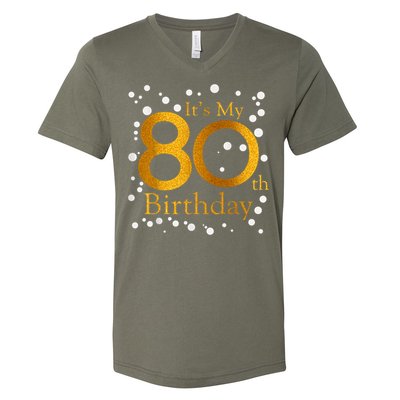 Its My 80th Birthday Happy 1945 Birthday For Lady V-Neck T-Shirt