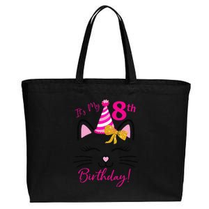 Its My 8th Birthday Funny Cat Birthday 8 Year Old Cotton Canvas Jumbo Tote