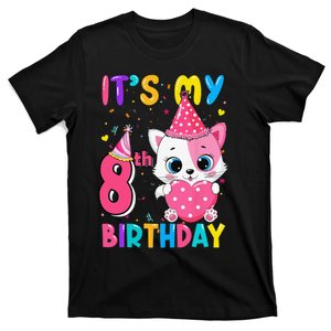 It's My 8th Birthday Funny Cat Birthday 8 Year Old T-Shirt