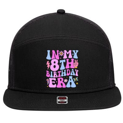 In My 8th Birthday Era Eight Bday 8 Year Old Birthday Girl 7 Panel Mesh Trucker Snapback Hat