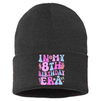 In My 8th Birthday Era Eight Bday 8 Year Old Birthday Girl Sustainable Knit Beanie