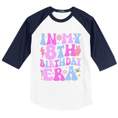 In My 8th Birthday Era Eight Bday 8 Year Old Birthday Girl Baseball Sleeve Shirt