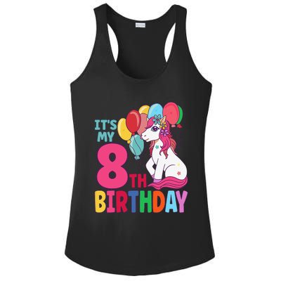 Its My 8th Birthday Unicorn Birthday Ladies PosiCharge Competitor Racerback Tank