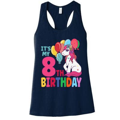 Its My 8th Birthday Unicorn Birthday Women's Racerback Tank