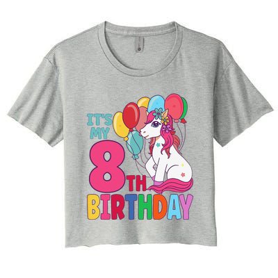 Its My 8th Birthday Unicorn Birthday Women's Crop Top Tee