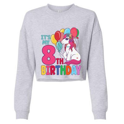 Its My 8th Birthday Unicorn Birthday Cropped Pullover Crew