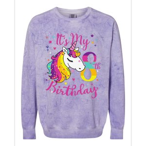 It's My 8th Birthday Unicorn 8 Year Old Giftss N Colorblast Crewneck Sweatshirt